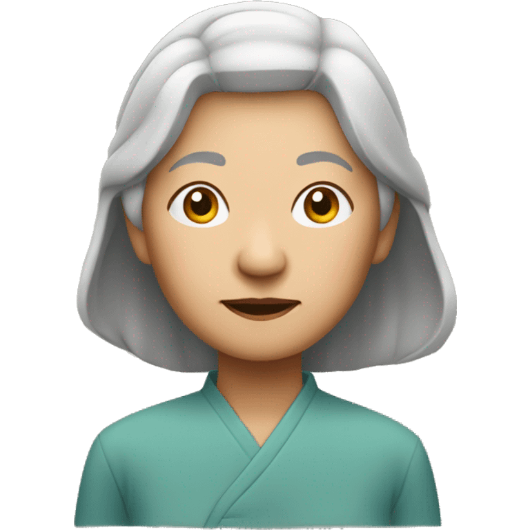 old asian woman standing upfront emoji