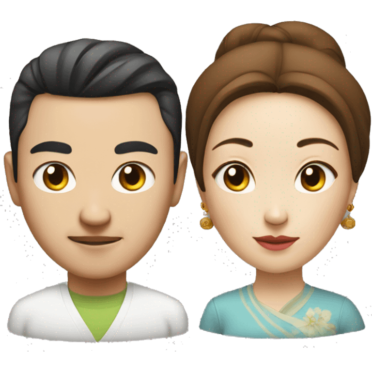 Chinese husband and wife photorealistic serious emoji