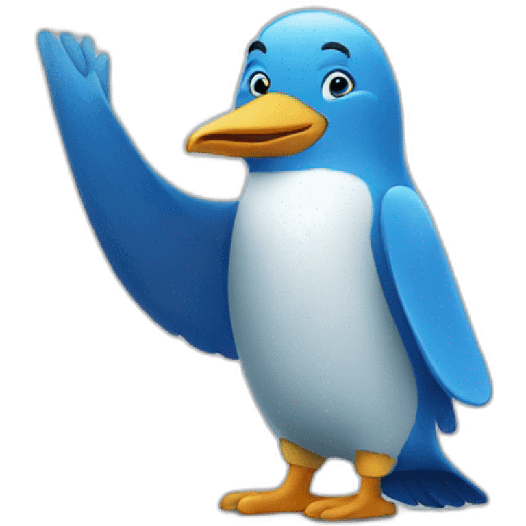 blue pingouin saluting emoji