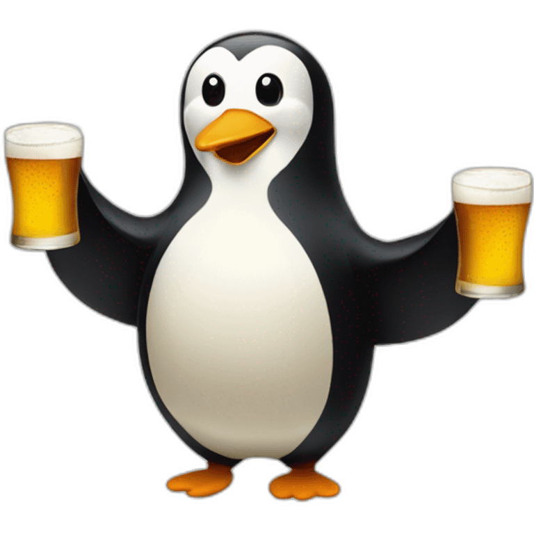 Un pingouin qui boit une bière emoji