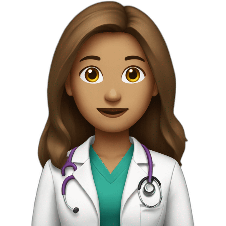 doctor women brown long hair emoji