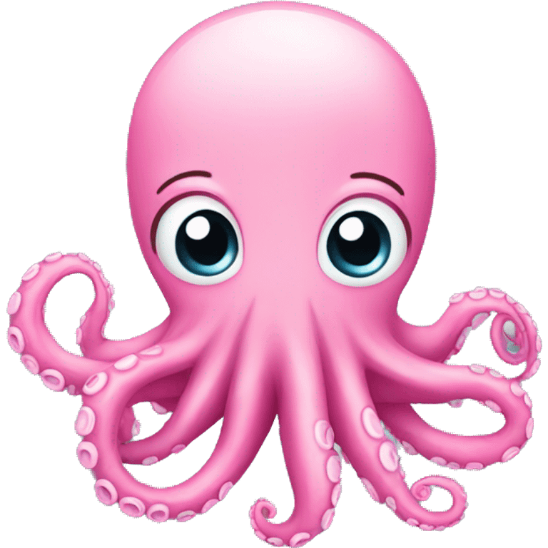 Pink octopus with cute face emoji