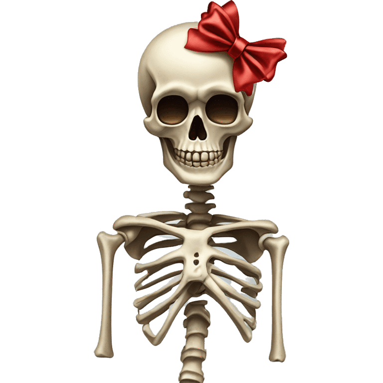 Skeleton with a coquette bow on￼ emoji