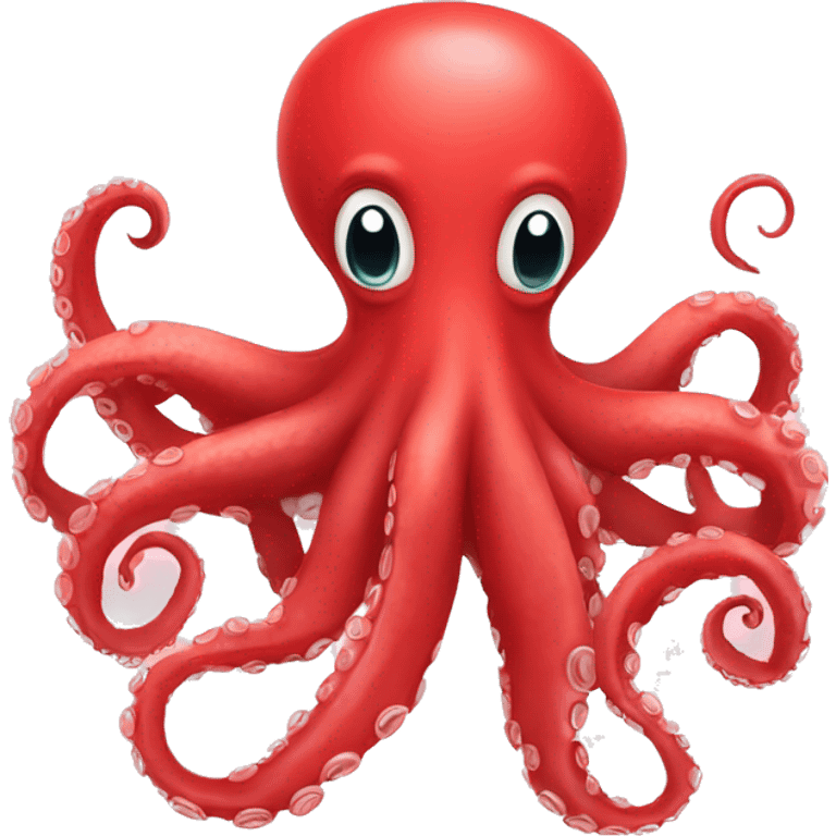 red cartoon octopus making heart sign with tentacles emoji