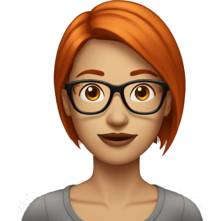 short straight red hair, glasses mid thirties woman emoji