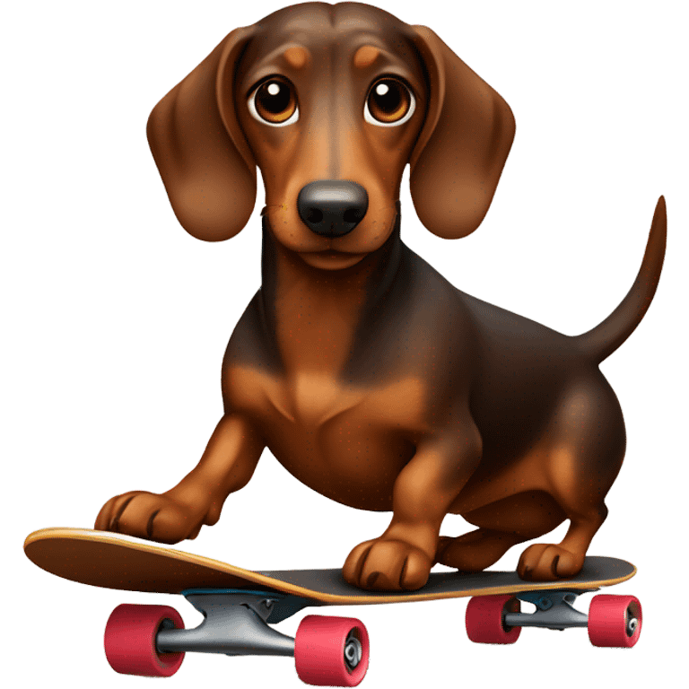 brown sausage dog riding skateboard emoji