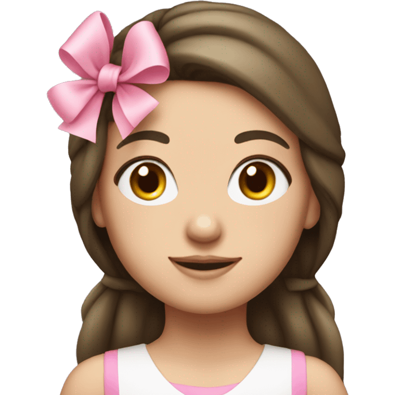 A white brunette girl with a pink bow on her head emoji