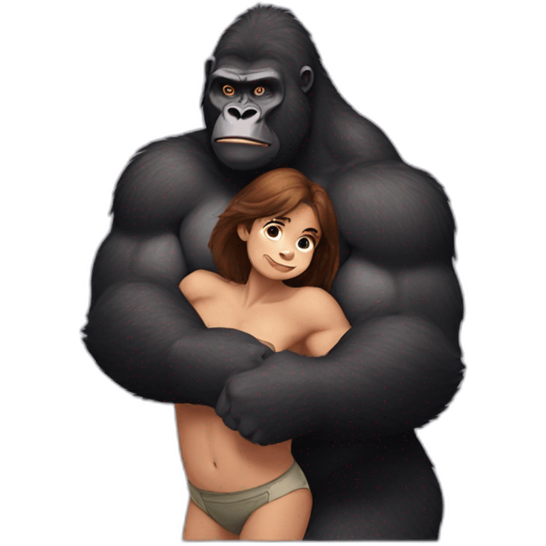 Big buff Gorilla holding a girl on his arms emoji