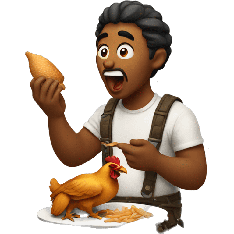 dakr man eating chicken  emoji