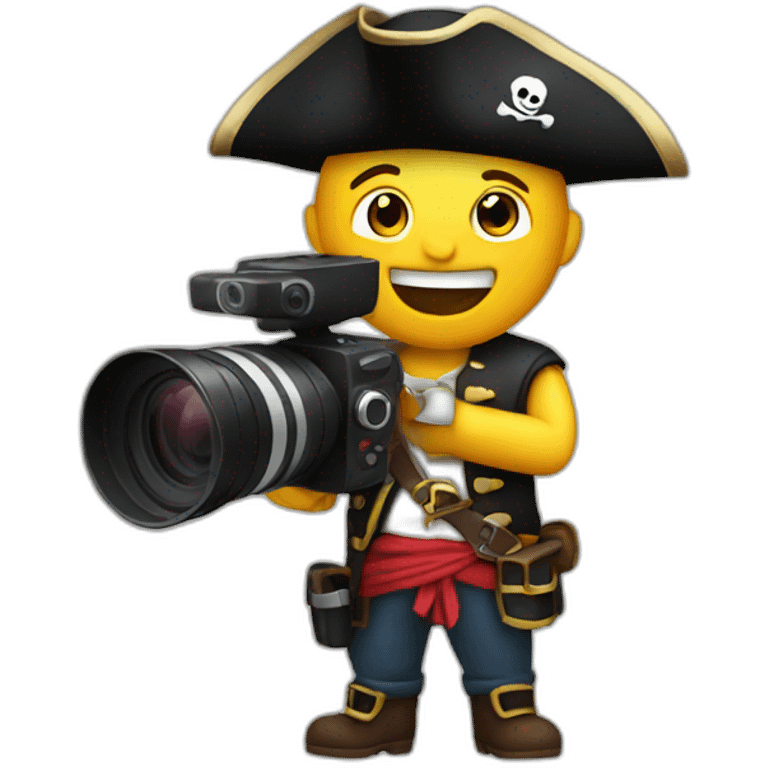 A pirate with a video camera emoji