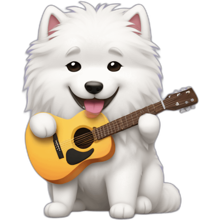 Samoyed playing guitar emoji