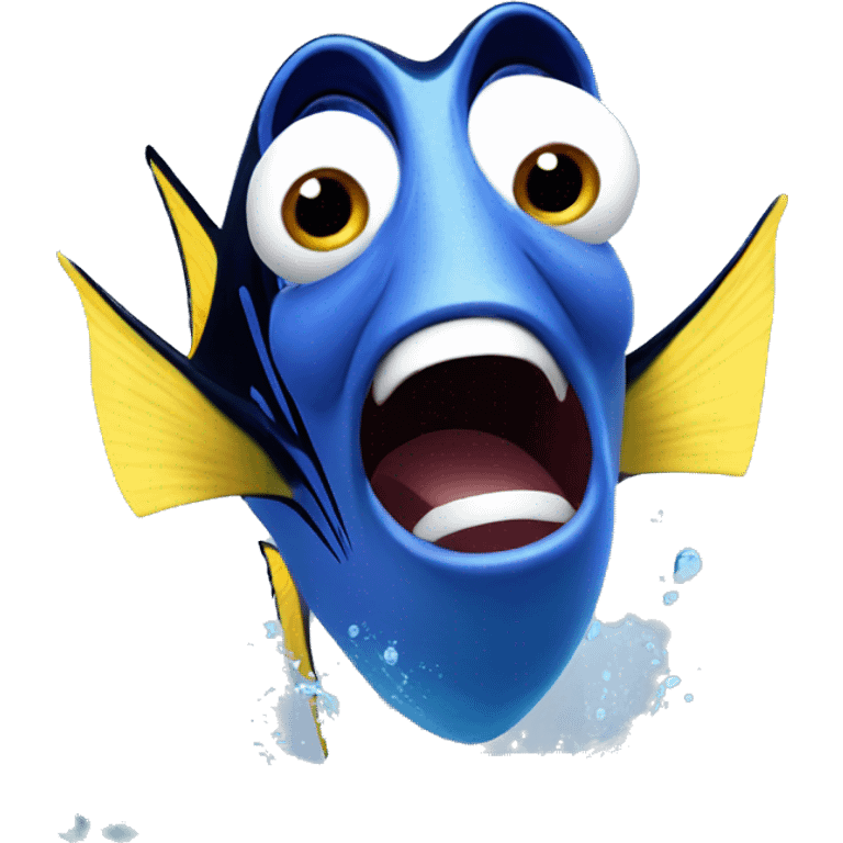 Dory swimming and screaming emoji