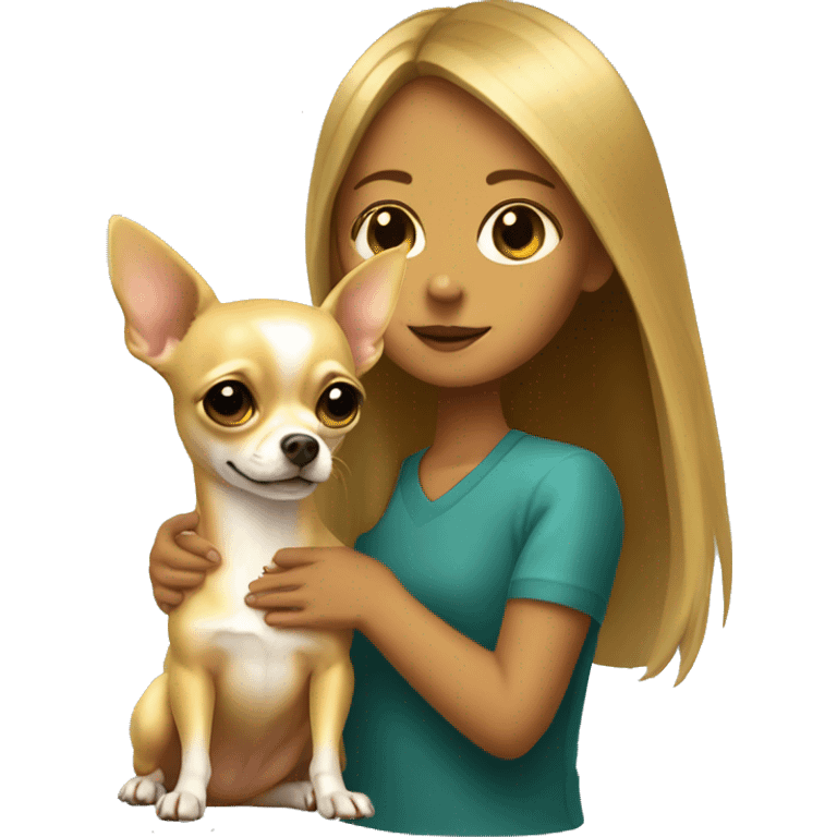 Gold chihuahua with a girl  emoji