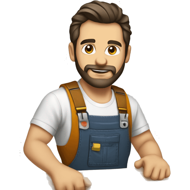 Woodworker with miter saw caucasian dark hair emoji