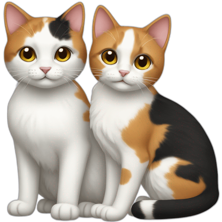 1 calico cat and 1 white cat emoji