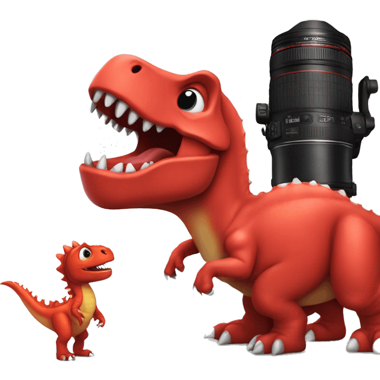 red dinosaur next to canon emoji