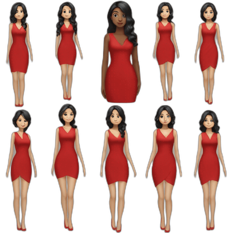 red dress black hair white girl master of ceremony emoji