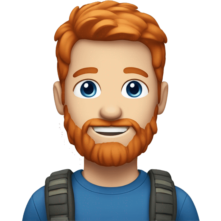 hiker red hair guy with short hair and beard and blue eyes  emoji