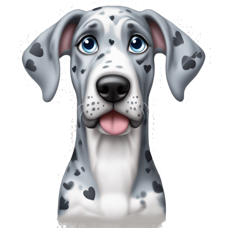 Blue Merle Great Dane with hearts for eyes  emoji