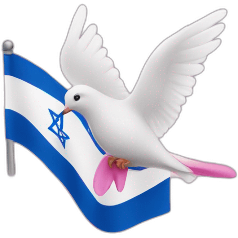 Israel flag and pink dove of peace emoji