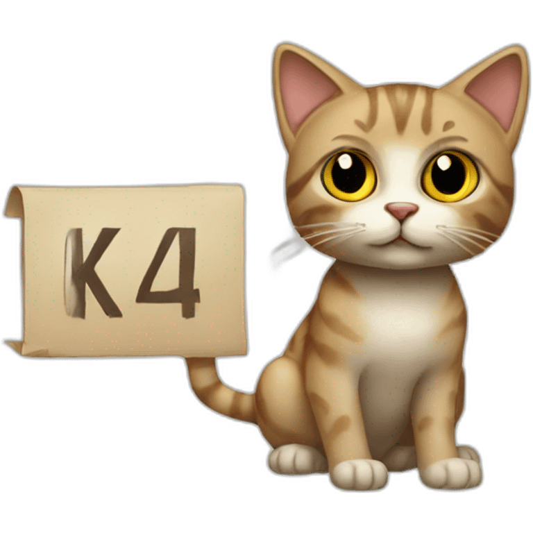 A cat holding a placard that reads "KV24.PL" emoji