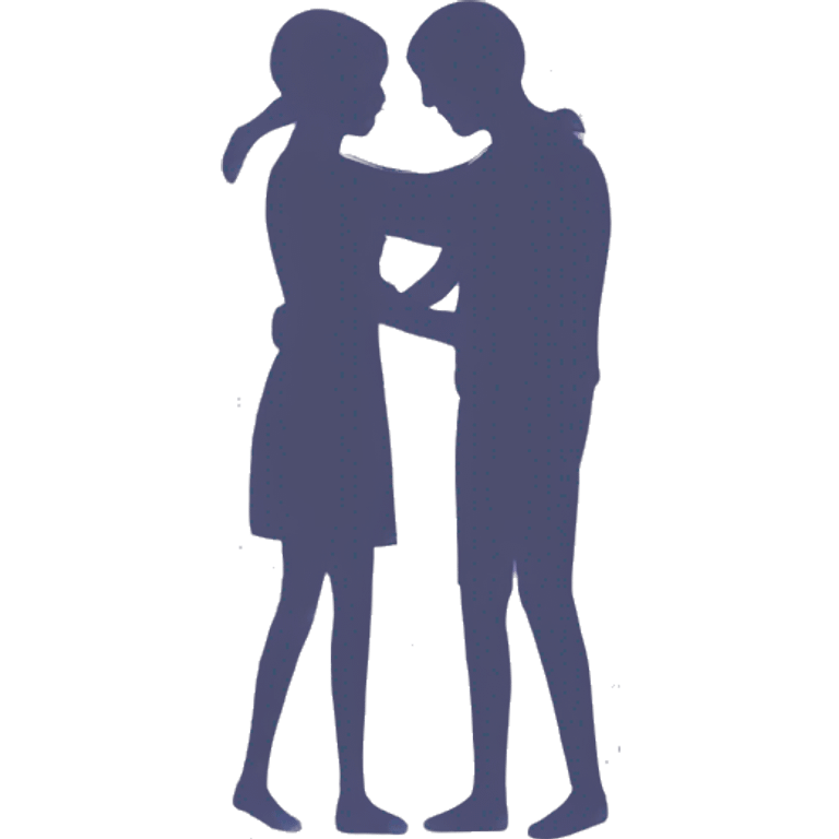 Two silhouettes of people hug each other emoji