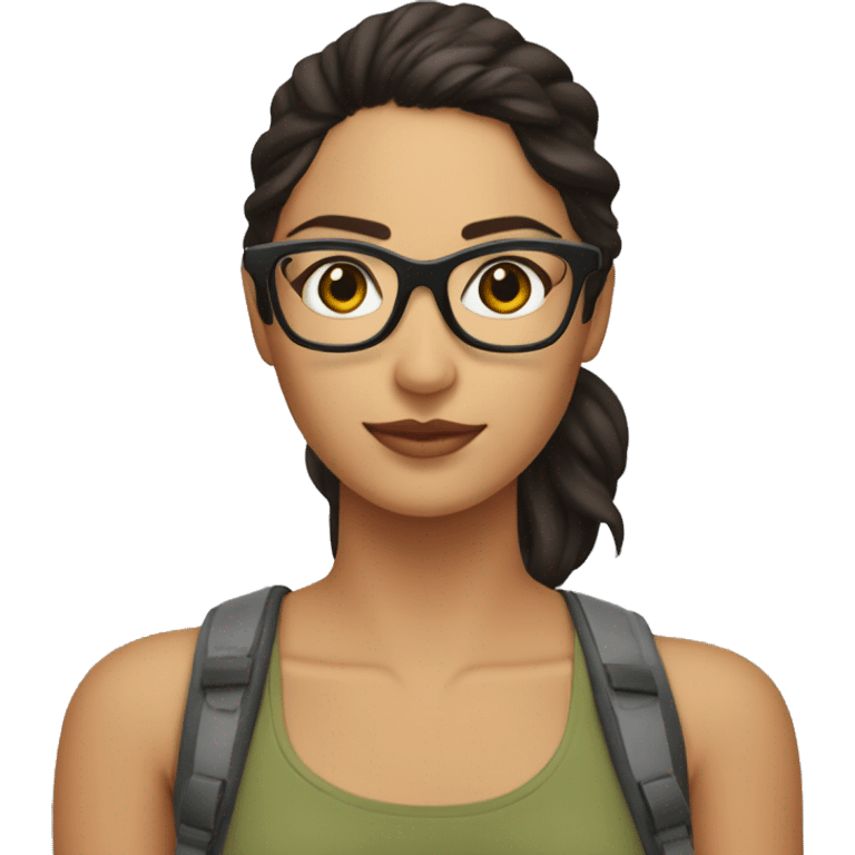 joven morena con lentes con computadora emoji