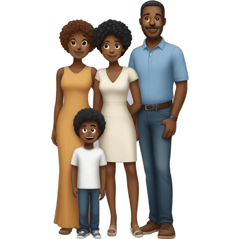 Black family with natural hair - husband, wife, son and daughter emoji