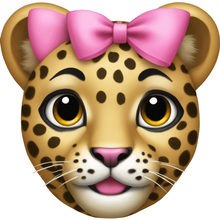 A leopard with a pink bow emoji