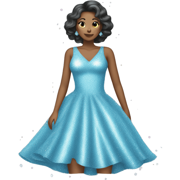 Sparkly pastel blue dress covered in glitter. The dress should be long  emoji