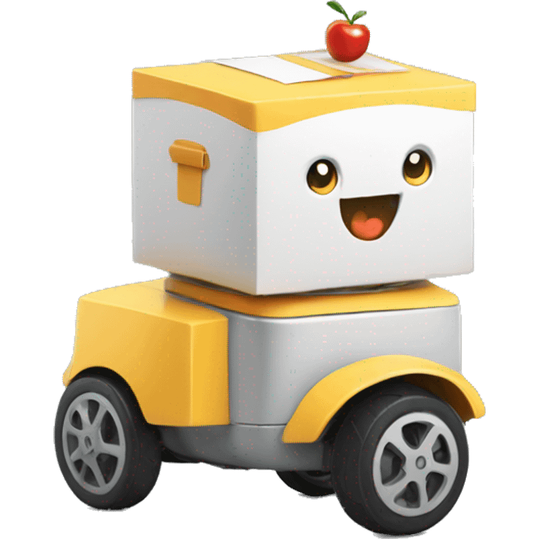 mini delivery robot with food emoji