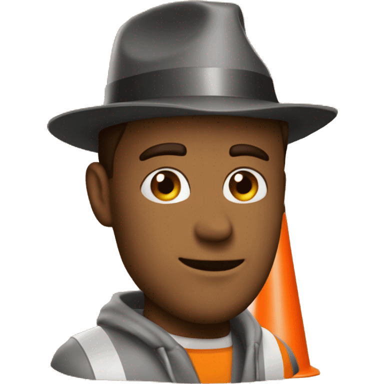 Guy with hat orange traffic cone emoji