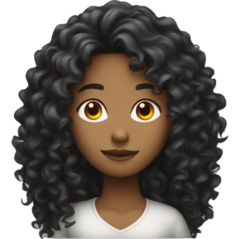 Long dark curly hair  emoji