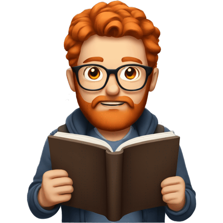 A man with red hair and a red beard with glasses reading a book emoji