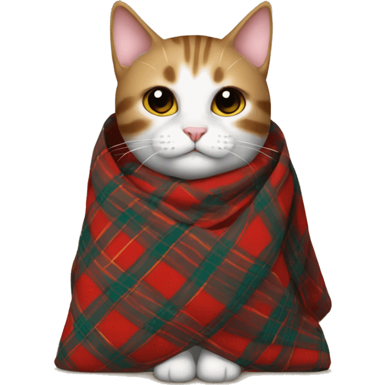 cat wrapped in a tartan blanket  emoji