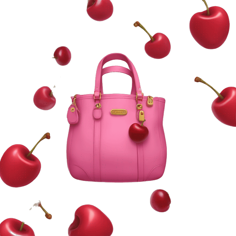 pink coach  bag with cherries  emoji