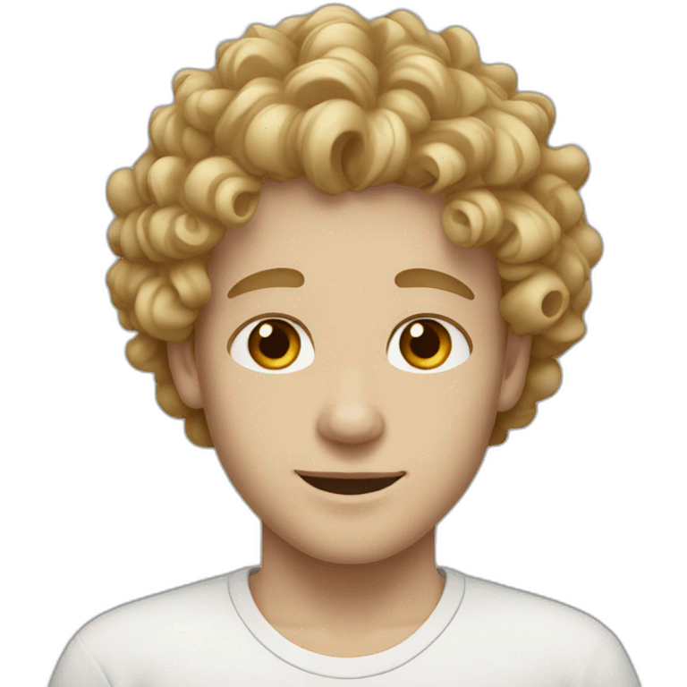 white BOY WITH brown eyes curly hair blonde emoji