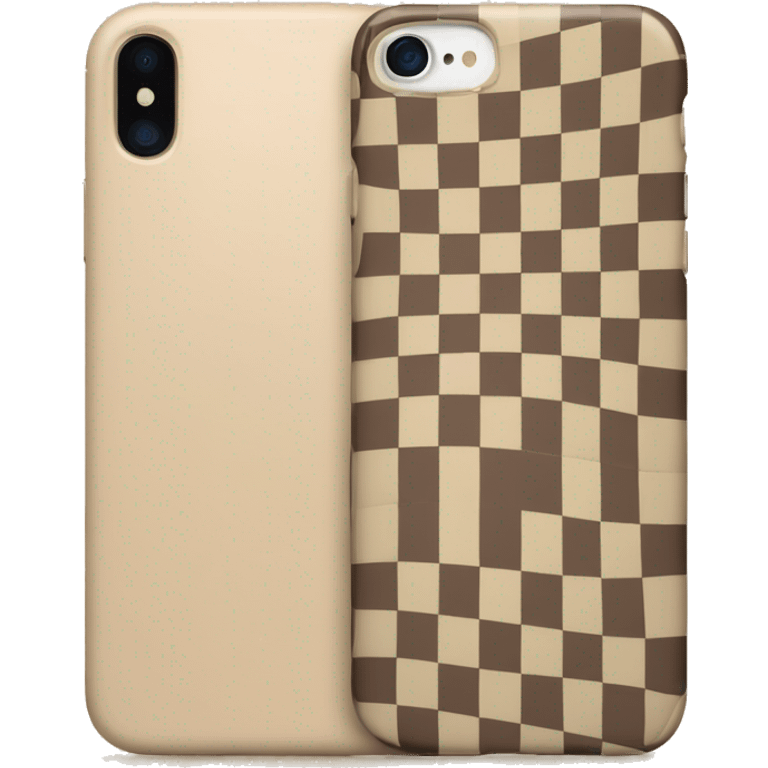 iPhone with beige checkered case emoji