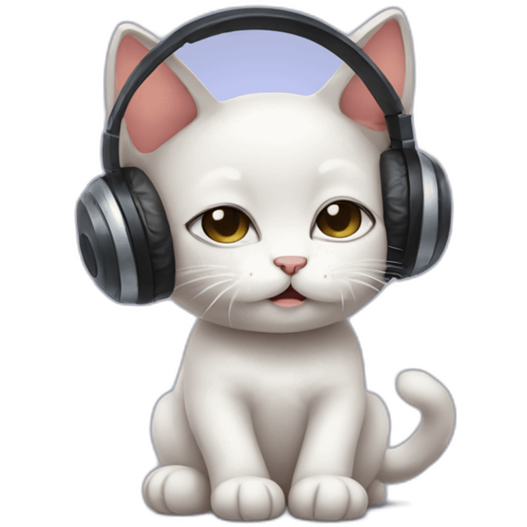 sad kitten listening to music with eyes closed emoji