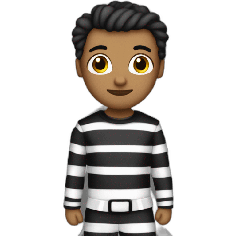 Prisionero blanco con banda negra en los ojos y vestido de rayas blancas y negras  emoji