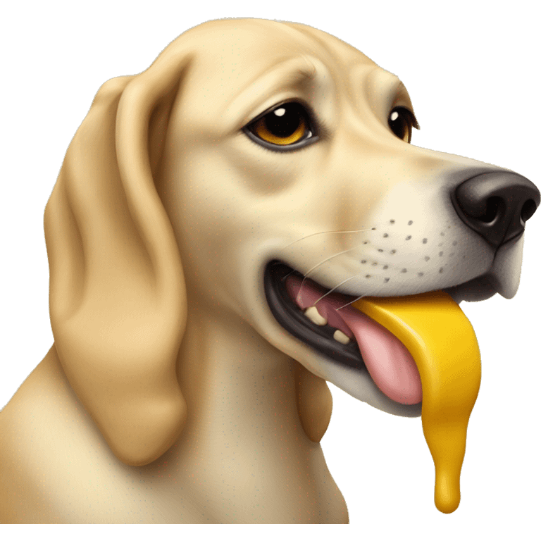 Dog licking peanut butter on banana  emoji