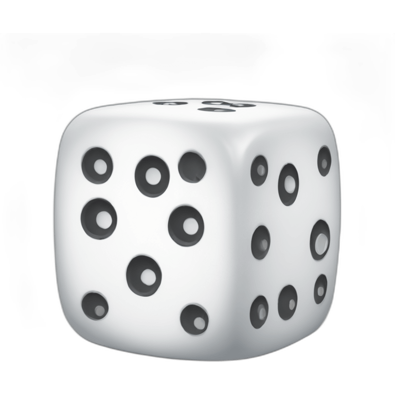 white dice with 5 3 4 on the faces emoji