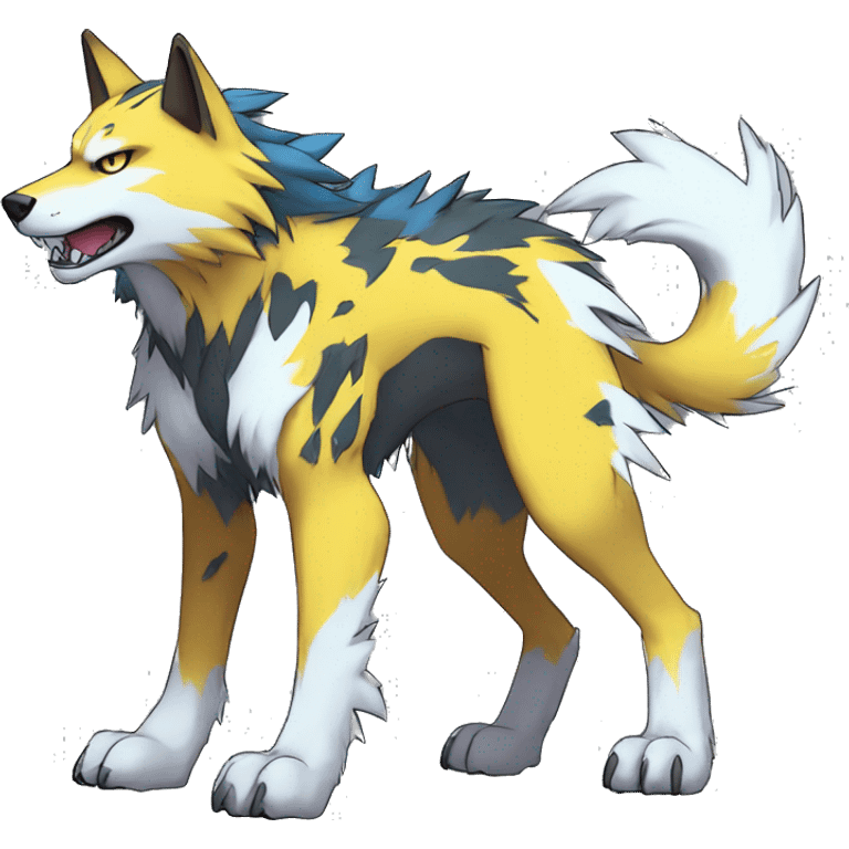  Cool Edgy Colorful Digimon-Fakemon-Wolf with edgy markings full body emoji