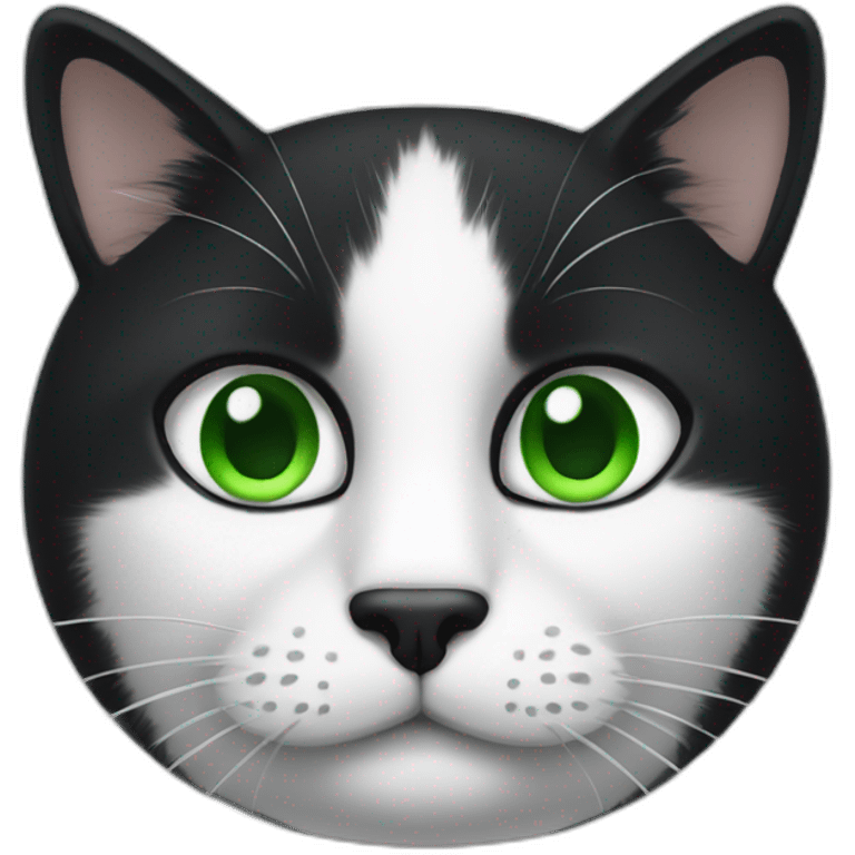 black and white cat head with green eyes emoji