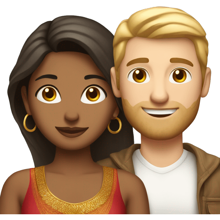 Hot Indian girl and white boyfriend couple in love emoji