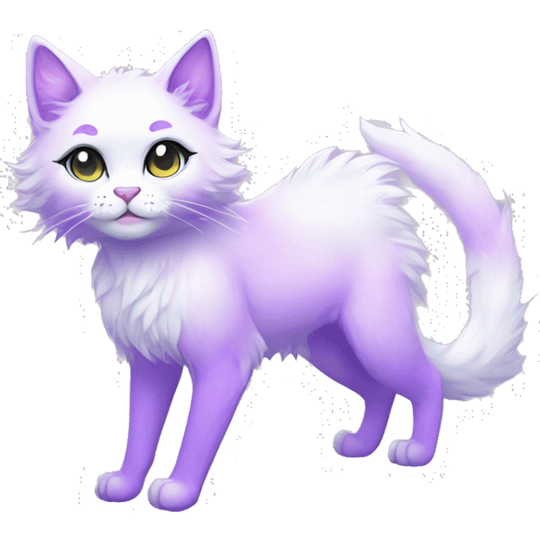 Kawaii colorful bright lilac and white fantasy ethereal anthro feline fursona animal creature emoji