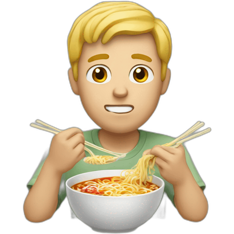 white man eating ramen emoji