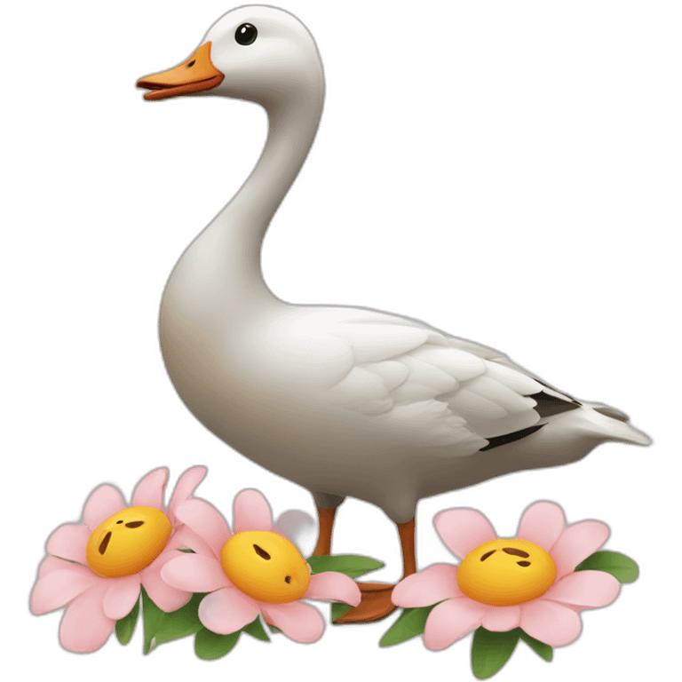 Goose with flower emoji