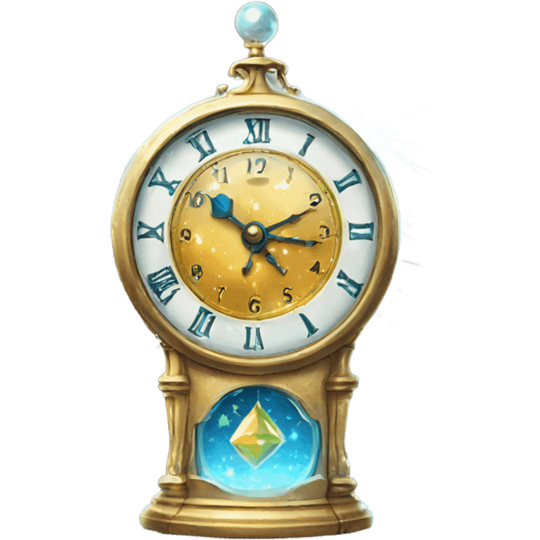 Sparkling magic clock emoji