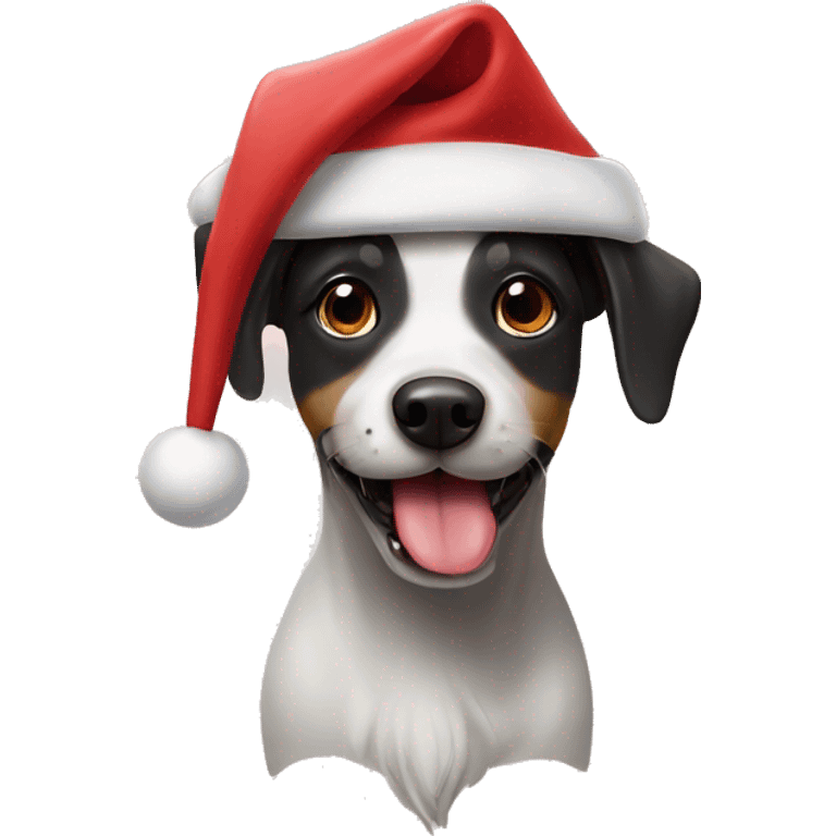 Black mouth cure dog with Santa hat emoji